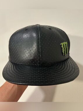 Monster Hat Cap Collectible Snapback Black Metal Logo Used with Stitches Rare